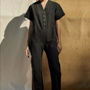 ilana kohn Women’s henry jumpsuit size large cotton charcoal canvas
